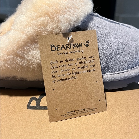 BearPaw light gray Suede Shearling Slides - Picture 5 of 7